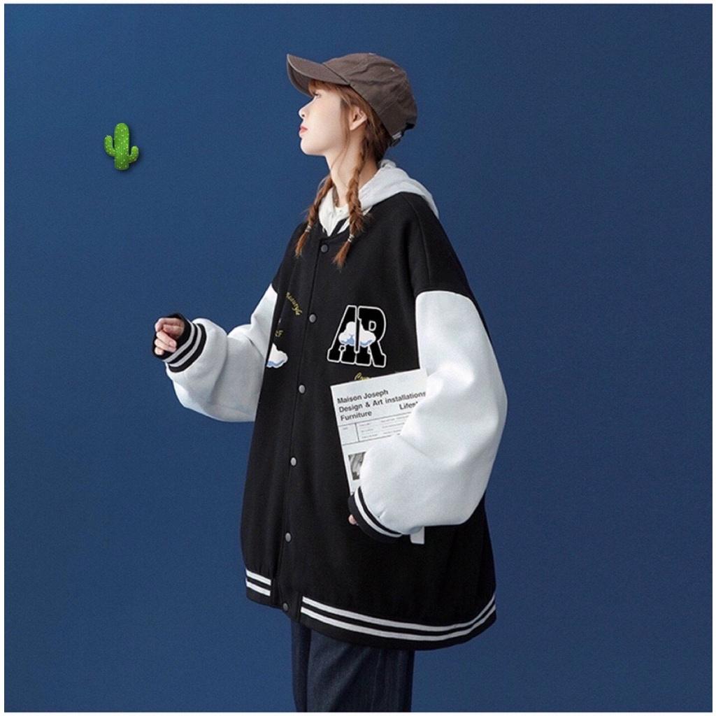 Áo Khoác Bomber Varsity Jacket in AR Chất Nỉ Mịn Đẹp Unisex Nam Nữ