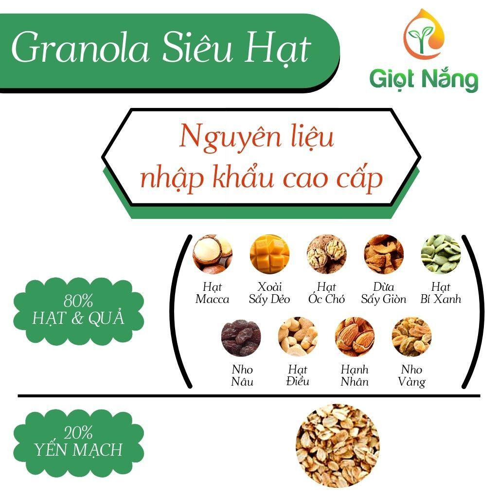 Granola ăn kiêng hạt ngũ cốc giảm cân nhiều dinh dưỡng tốt cho sức khỏe hộp 500g từ Nông Sản Giọt Nắng