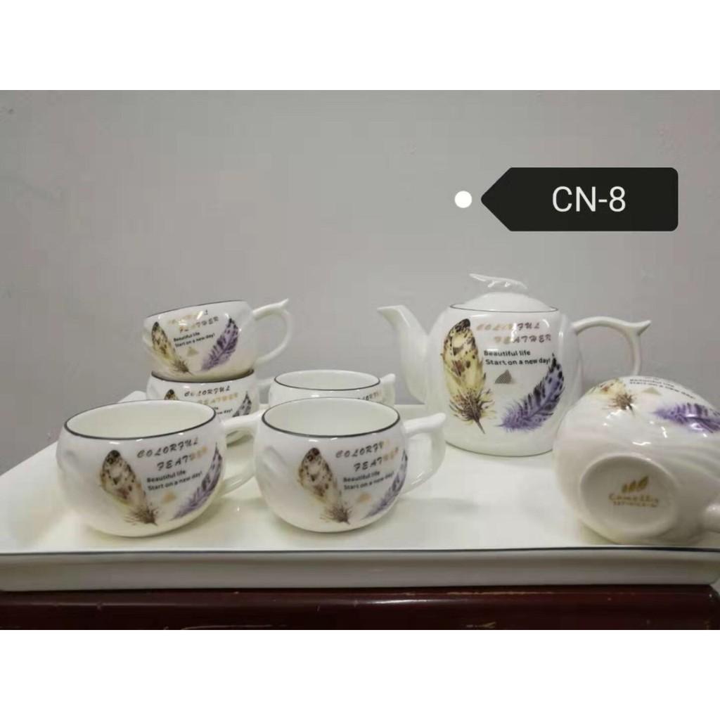 Bình trà cốc kèm khay sứ cao cấp