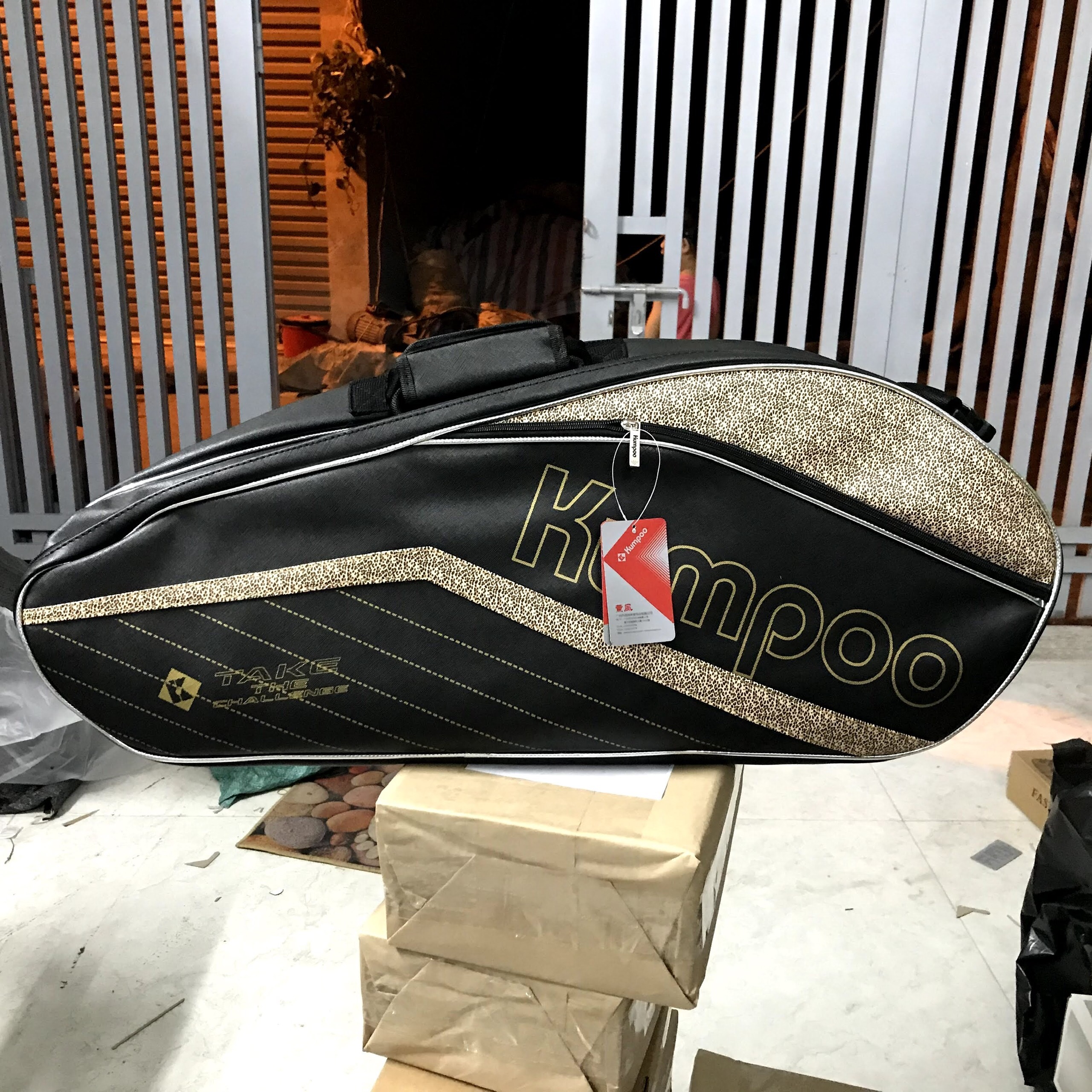 Bao vợt dài, túi đựng vợt 3 ngăn Kupoo KB163 Da PU cao cấp