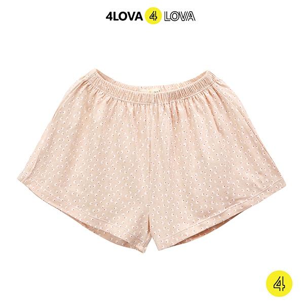 Quần đùi nữ mặc nhà coton co giãn cao cấp 4LOVA cạp chun in họa tiết vintage dễ thương