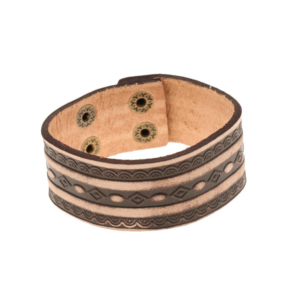 Punk Rock Leather Men' Bracelet Strap Belt Cuff Wrist Band