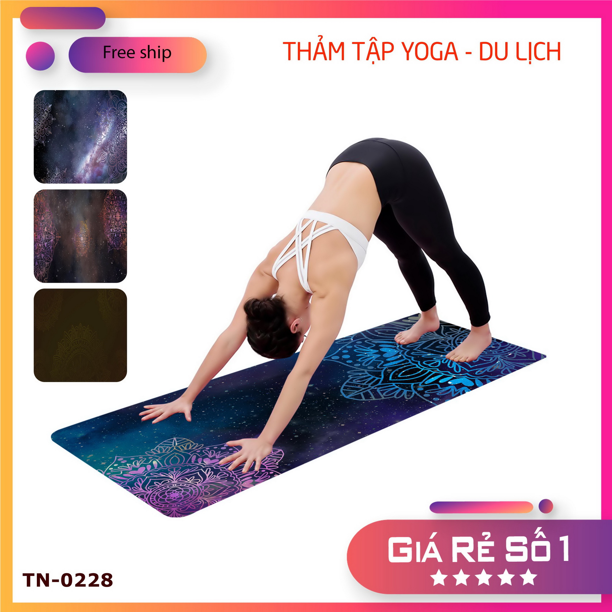 Thảm Yoga- Thảm Du Lịch Kích thước nhỏ gọn 80x180cm độ dày 4.5mm có đế cao su Giá Tốt Nhất