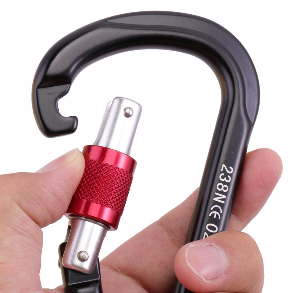 2x 24KN Rock Climbing Rappelling Screw Locking Carabiner Safety Rescue Gear