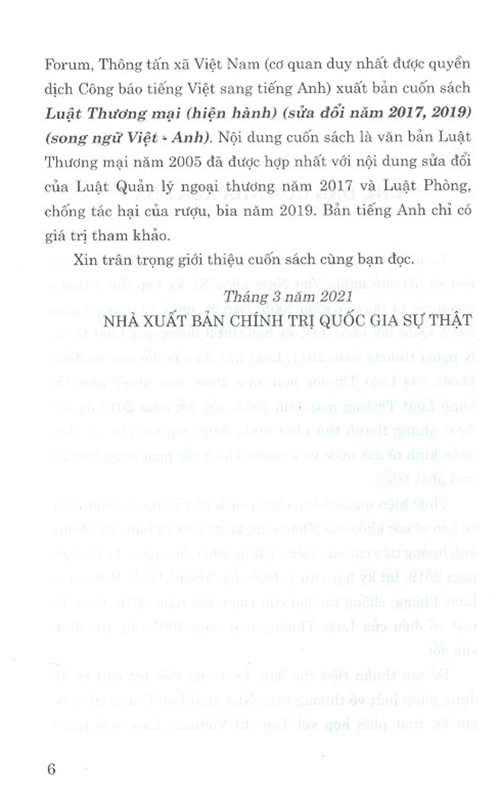 Luật Thương Mại (Hiện Hành) (Sửa Đổi Năm 2017, 2019) (Song Ngữ Việt - Anh) Commercial Law (Current Law) (Amended In 2017, 2019) (Vietnamese - English)