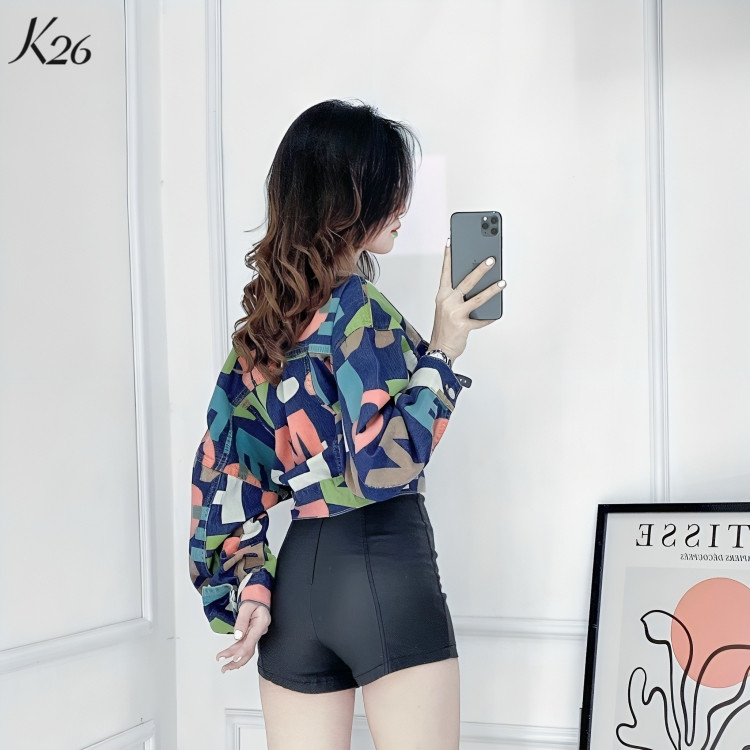 Áo khoác jeans nữ cao cấp màu in 7 màu thời trang hàng hiệu rosata k26