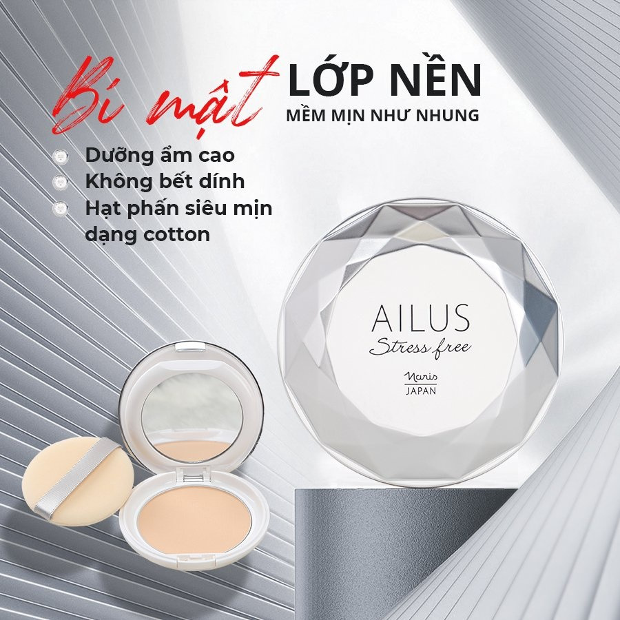 Phấn Phủ Trang Điểm Naris Cosmetic Ailus Stress Mỏng Nhẹ, Kiềm Dầu SPF30 PA+++ Nhật Bản 120g