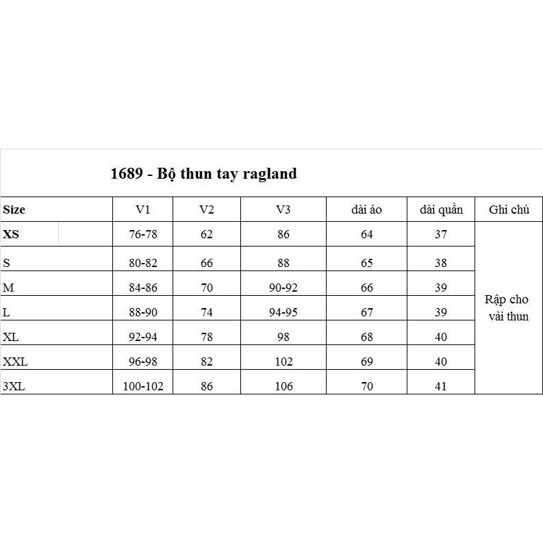 Rập Giấy A0 bộ thun tay ragland mã 1689 - không phải quần áo
