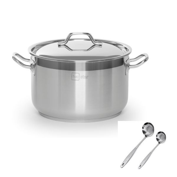 Nồi Inox 3 đáy inox 430  Fivestar bếp từ nắp inox tặng 2 vá canh - Hàng Chính Hãng