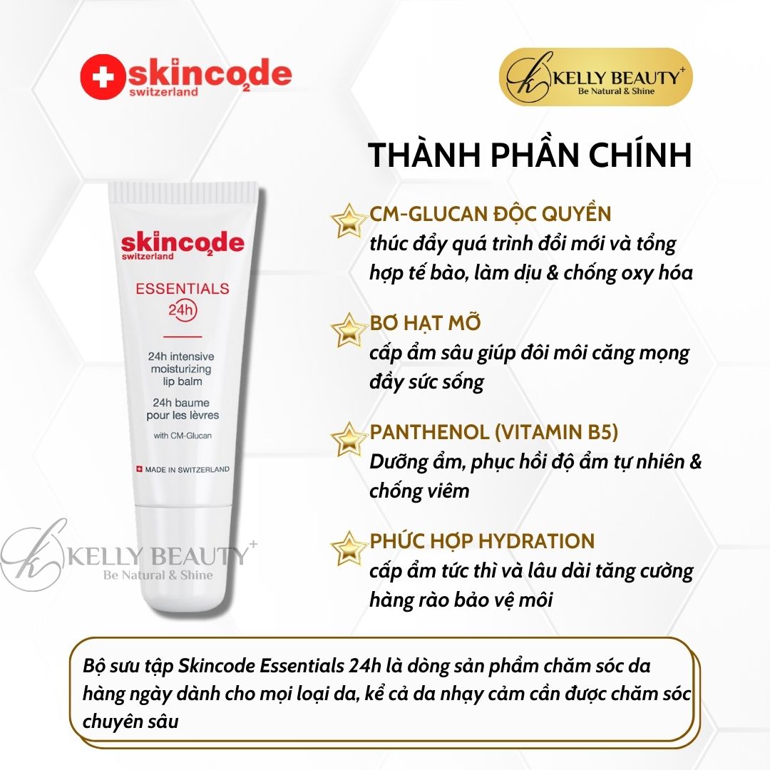 Son Dưỡng Môi Skincode Essentials 24h Intensive Moisturizing Lip Balm | Kelly Beauty
