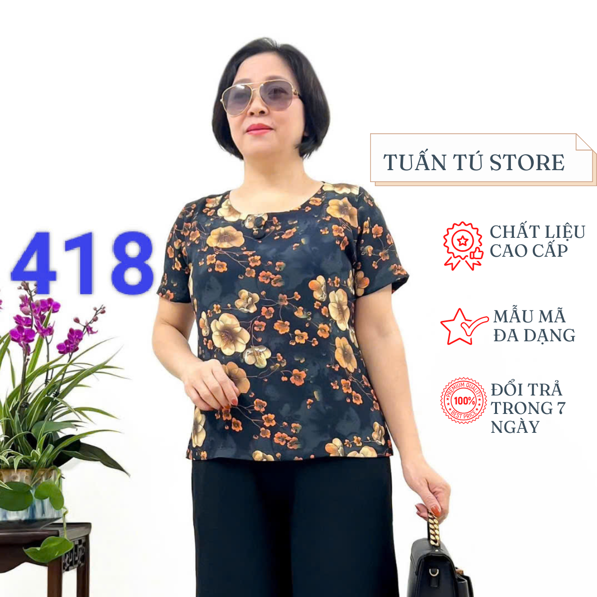 Áo Kiểu Trung Niên 2025 Lụa Hàn Châu Cao Cấp Mềm Mại Cho Các Quý Bà - Tuấn Tú Store 68