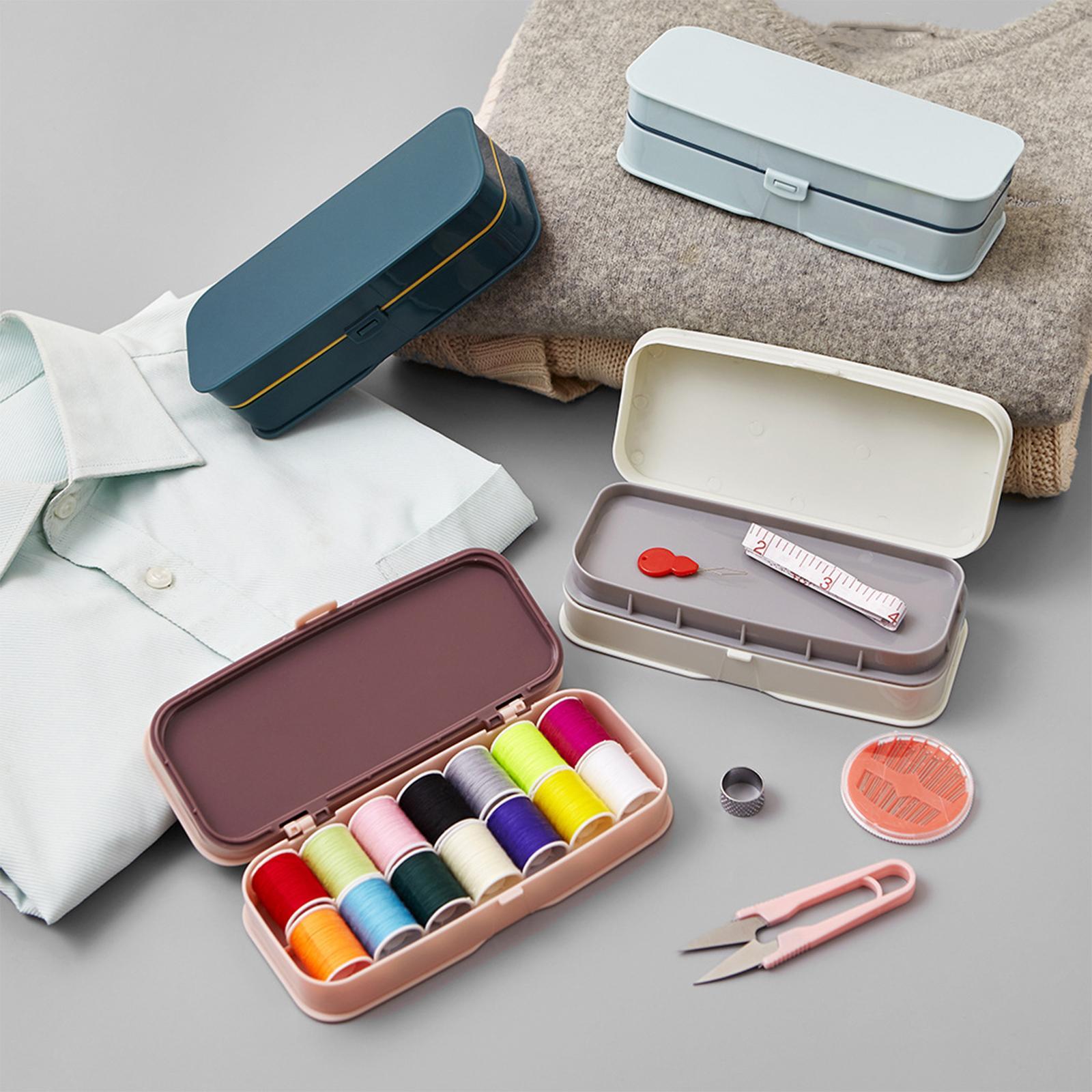 Sewing Kit Storage Box Organizer Bag Portable Blue