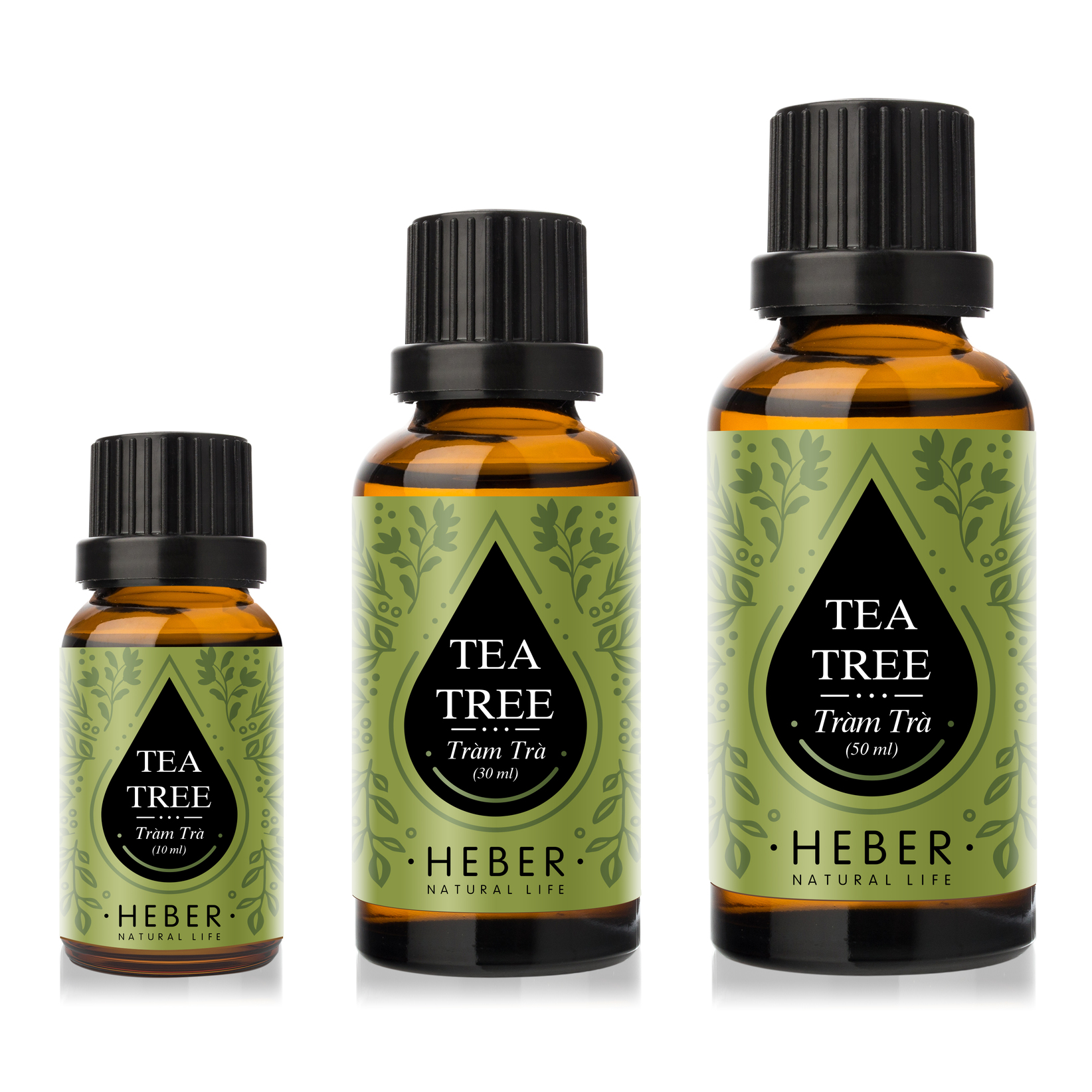 Tinh Dầu Tràm Trà Tea Tree Essential Oil Heber | 100% Thiên Nhiên Nguyên Chất Cao Cấp | Nhập Khẩu Từ Ấn Độ | Kiểm Nghiệm Quatest 3 | Xông Thơm Phòng