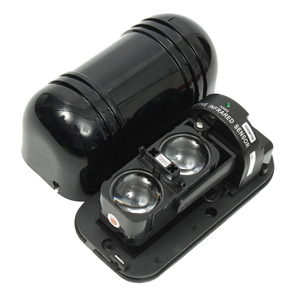 New Dual Alarm Beam Sensor Infrared Detector Sensor Waterproof Alarm Black