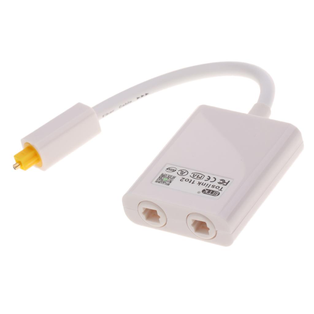 Splitter Optical Fiber SPDIF Duplicator Adapter For Toslink Digital Audio Cable For Adios 1 Pack White
