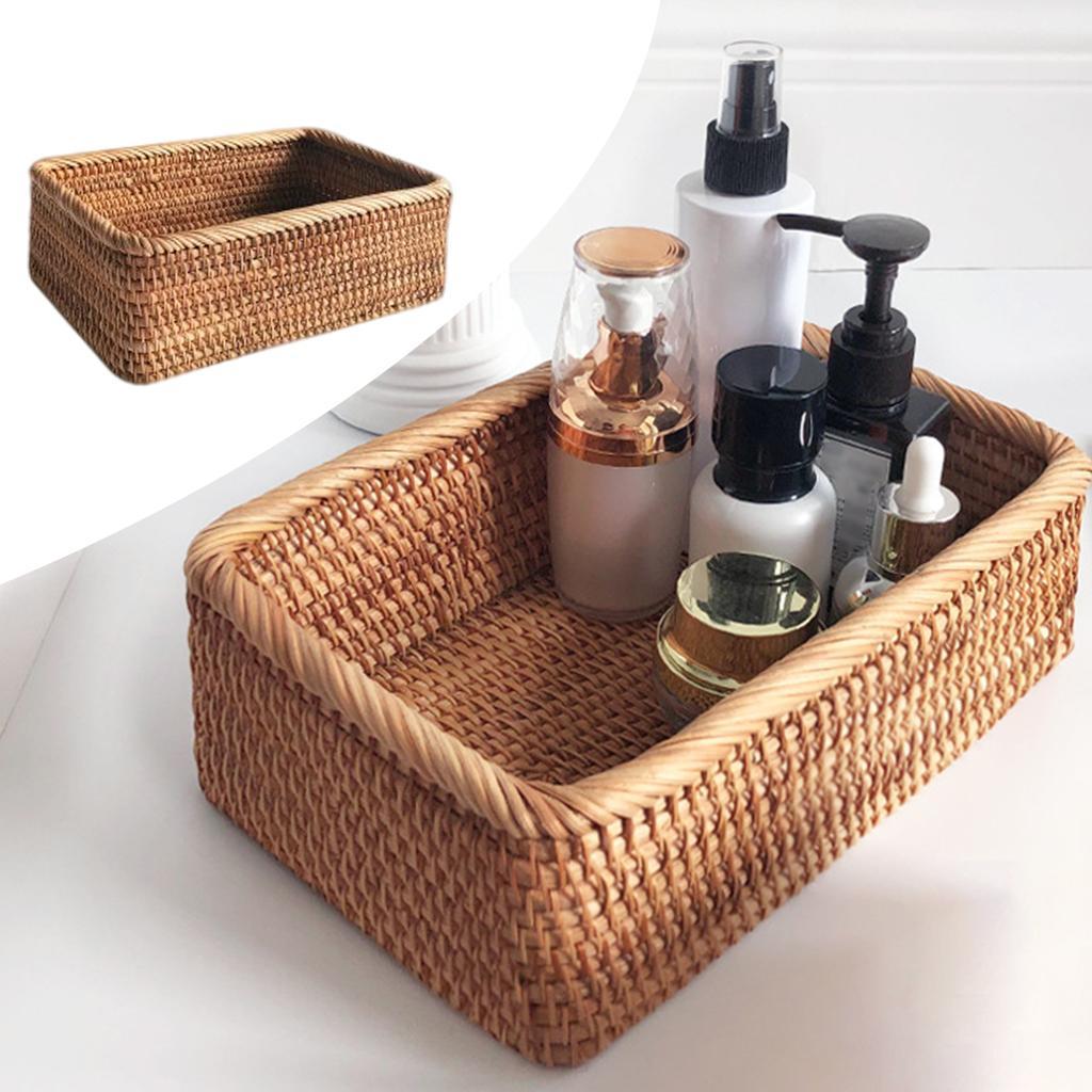 Handwoven Bread Basket Wicker Storage Tray Tea Drinks Home Decor