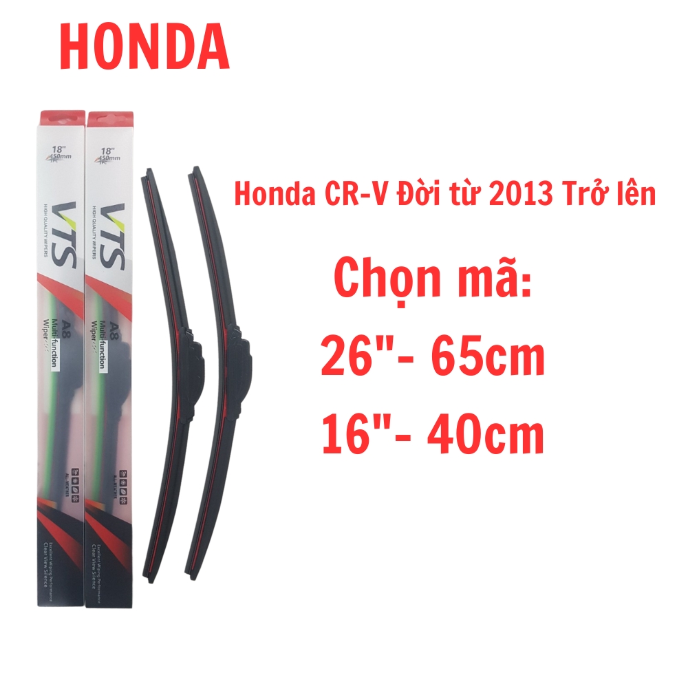 Cần gạt mưa VTS A8 lưỡi Silicone loại thanh mềm dành cho xe Honda Accord, Civic, City Jazz, HR-V, CR-Z, CR-V