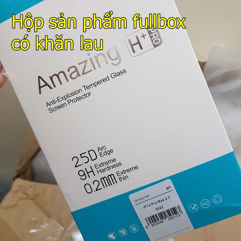 Kính cường lực cho iPhone 14 pro max/13 Amazing H+ Pro hàng chính hãng