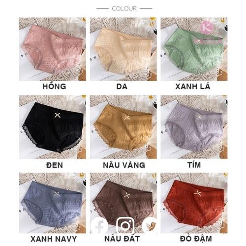 Quần Lót Nữ Cotton Dệt Kim 100% Kháng Khuẩn Thoáng Mát Đính Nơ Xinh Tôn Vòng 3 Gợi Cảm