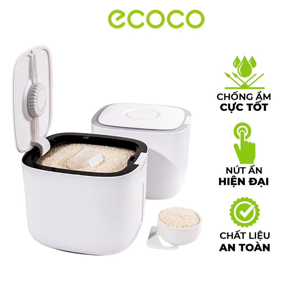 Thùng đựng gạo cao cấp 5kg &amp; 10kg - thùng đựng gạo,ngũ cốc nắp đậy thông minh chất liệu ABS &amp; PP an toàn, chống nước, chống ẩm mốc mối mọt, côn trùng kèm cốc đong gạo