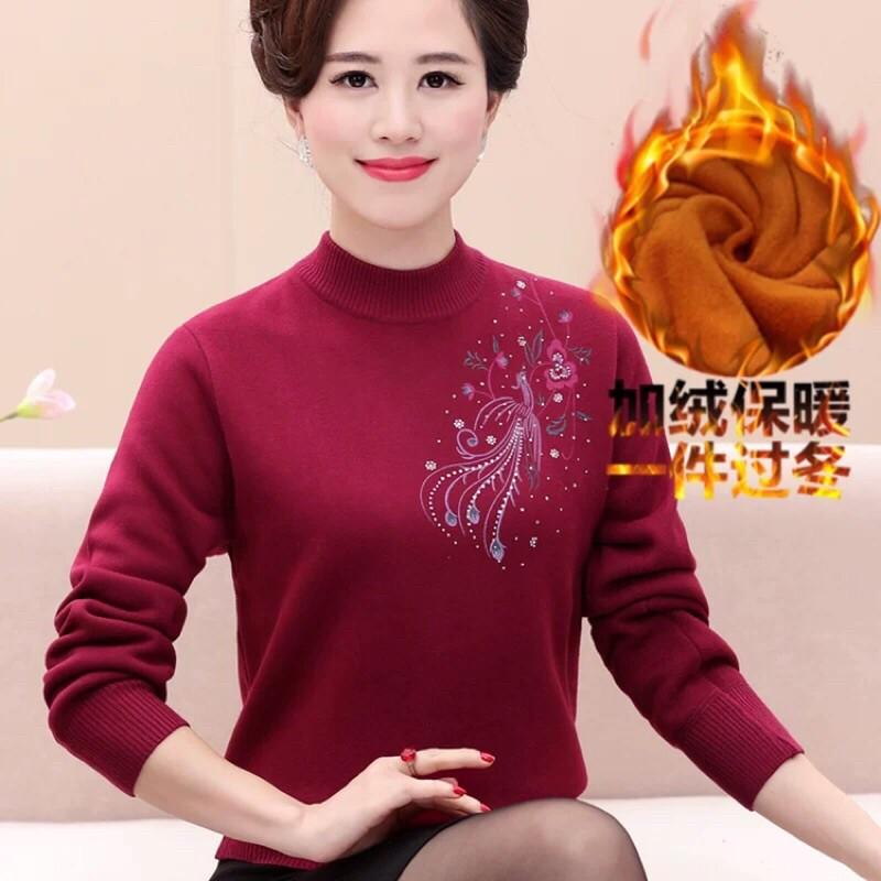 Áo len nữ trung niên cao cấp kiểu dáng sang trọng ấm áp