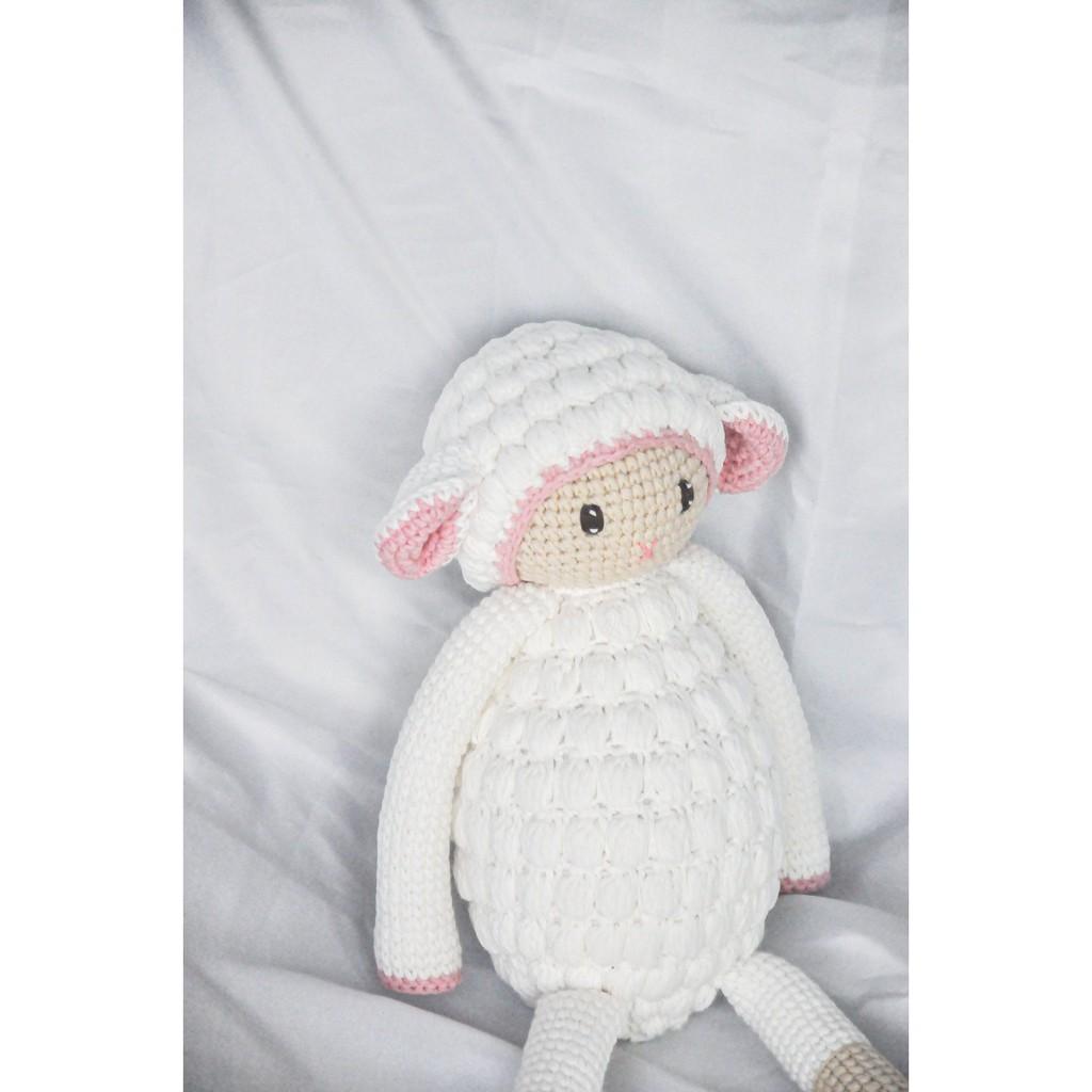Cừu len nhồi bông Winne trắng 42cm- Đồ chơi cho bé thú bông búp bê cao cấp an toàn- Quà tặng cho bé