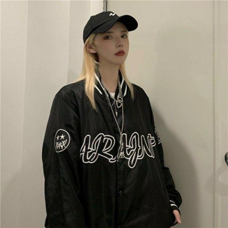 Áo bomber nữ nam unisex khoác gió jacket dù 2 lớp cúc bấm form rộng local brand ulzzang phong cách hàn quốc đep ARAFNP