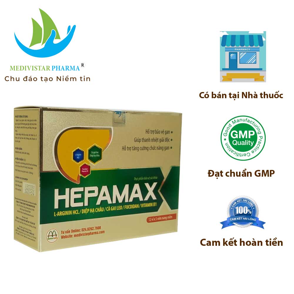 Bổ Gan Thảo Dược Hepamax Chứa FucoidanGiúp Thanh Nhiệt Giải Độc, Hết Mẩn Ngứa, Tằng Cường Chức Năng Gan Hộp 60 Viên