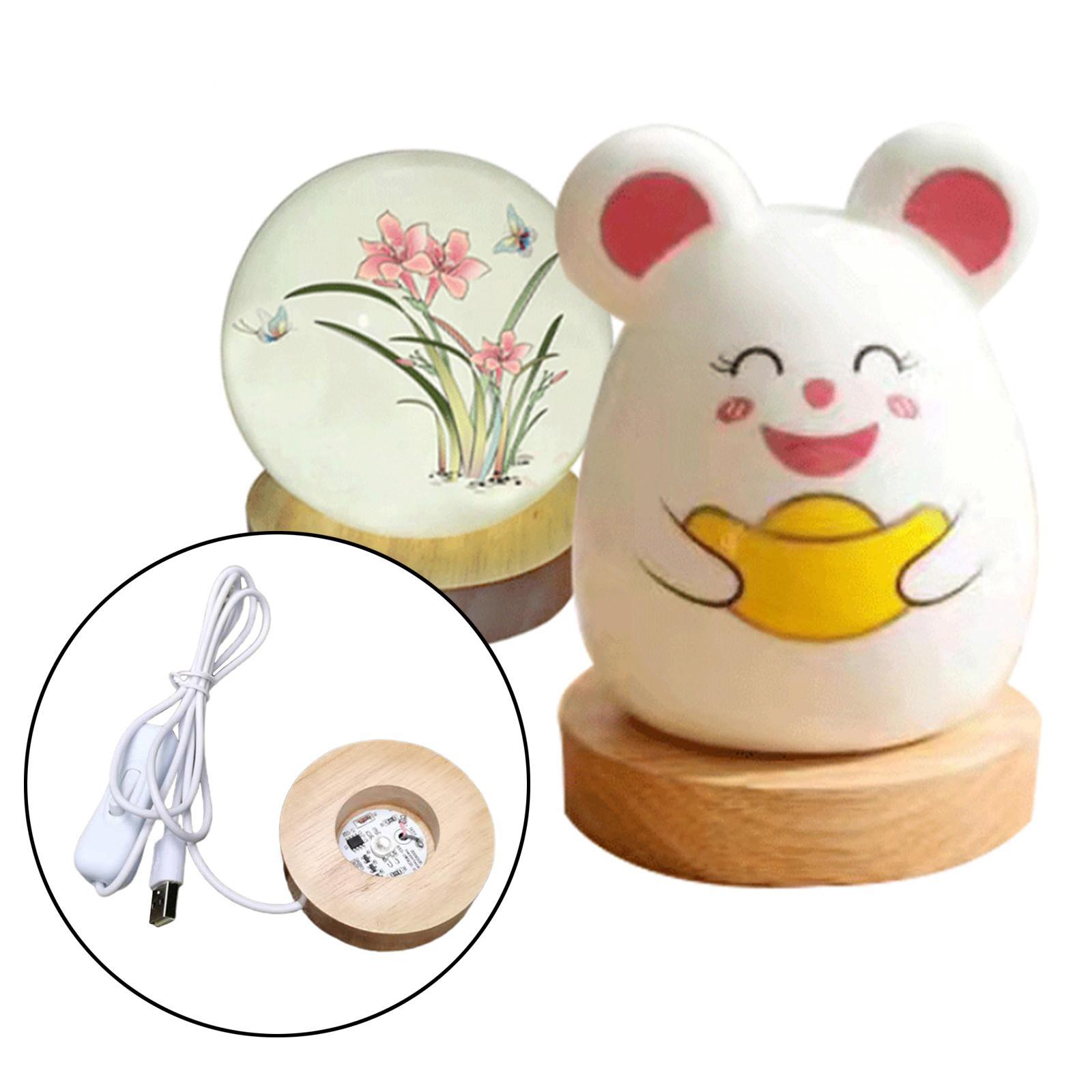 Set of 2 LED Night Light Base Acrylic Display Holder Lamp for Crystals Lights