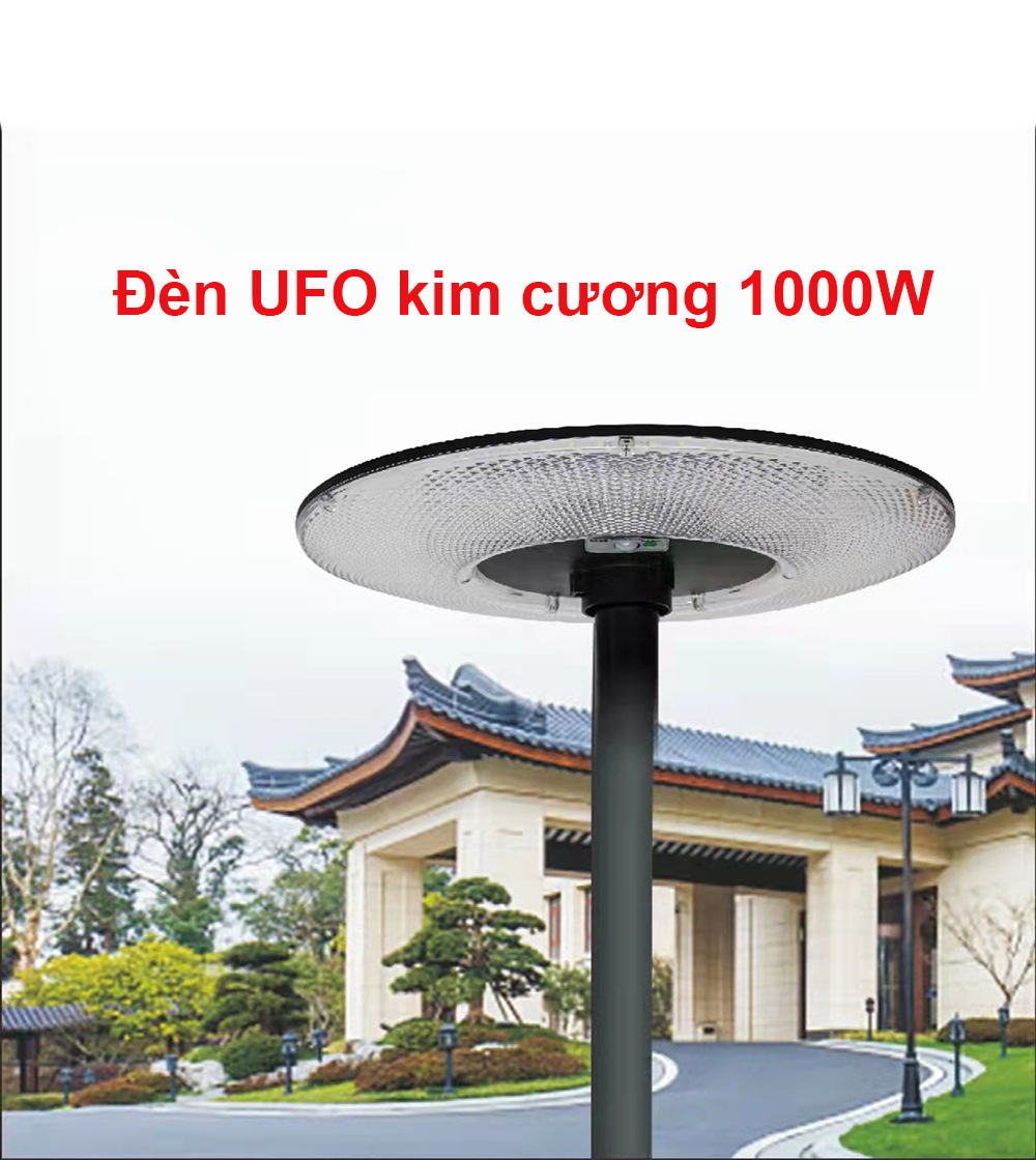 Đèn năng lượng mặt trời UFO kim cương 1000W,Vỏ nhựa ABS,Tấm pin liền,Cảm biến chuyển động, Ánh sáng trắng- 1000WUFO