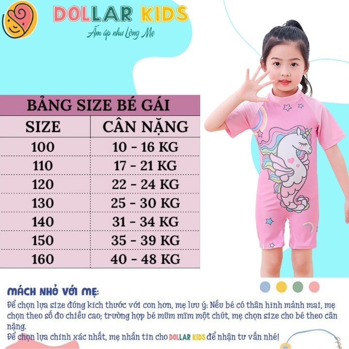 Đồ Bơi Bé Gái, Bộ Đồ Bơi Cho Bé. Từ 1 Tuổi Đến Size Đại. D31H bơi BG hồng Phấn cổ Đỏ