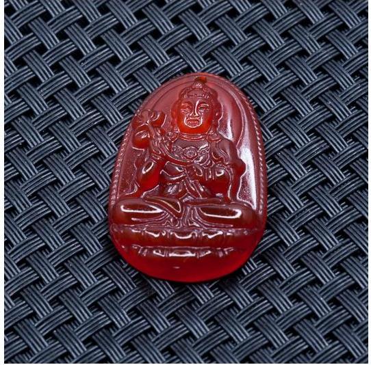 Mặt dây chuyền Đại Thế Chí Bồ Tát Mã Não Đỏ tự nhiên - Phật Bản Mệnh cho người tuổi Ngọ - PBMRAGA05 (Mặt kèm sẵn dây đeo)