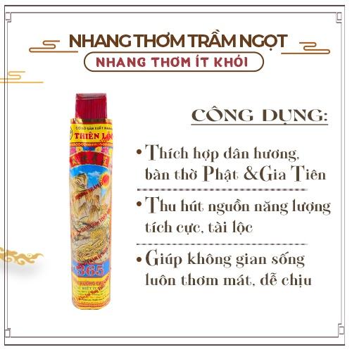 Nhang Thơm Dịu Nhẹ ít Khói Hương Trầm Ngọt Hiệu 365 Thiên Lộc An Toàn Cho Sức Khỏe - 3 Tấc 4 Tấc Bó Nhỏ 250 Nén