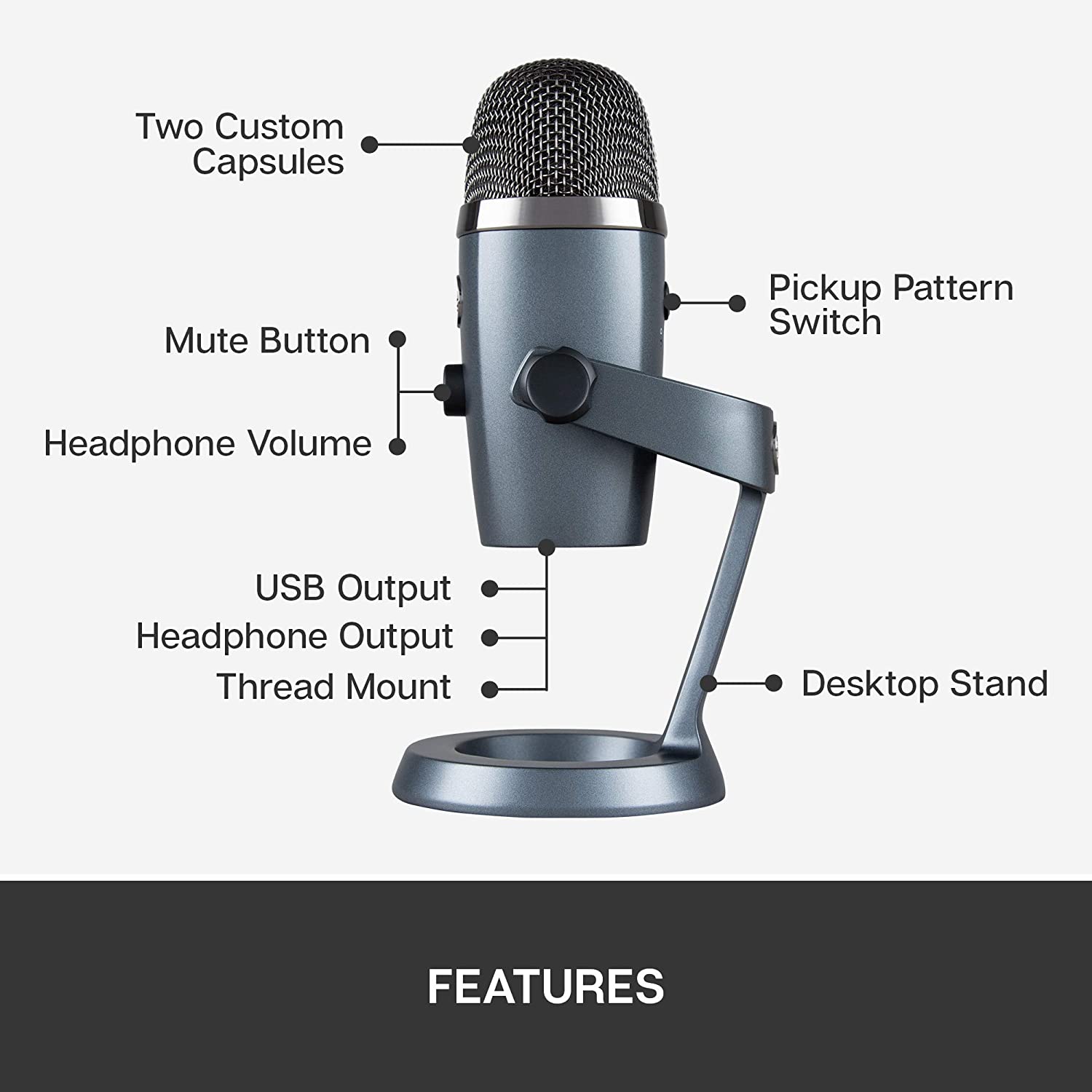 Micro thu âm Blue Yeti Nano-USB  Microphone. Model 988-000088. Hàng nhập khẩu mới 100%