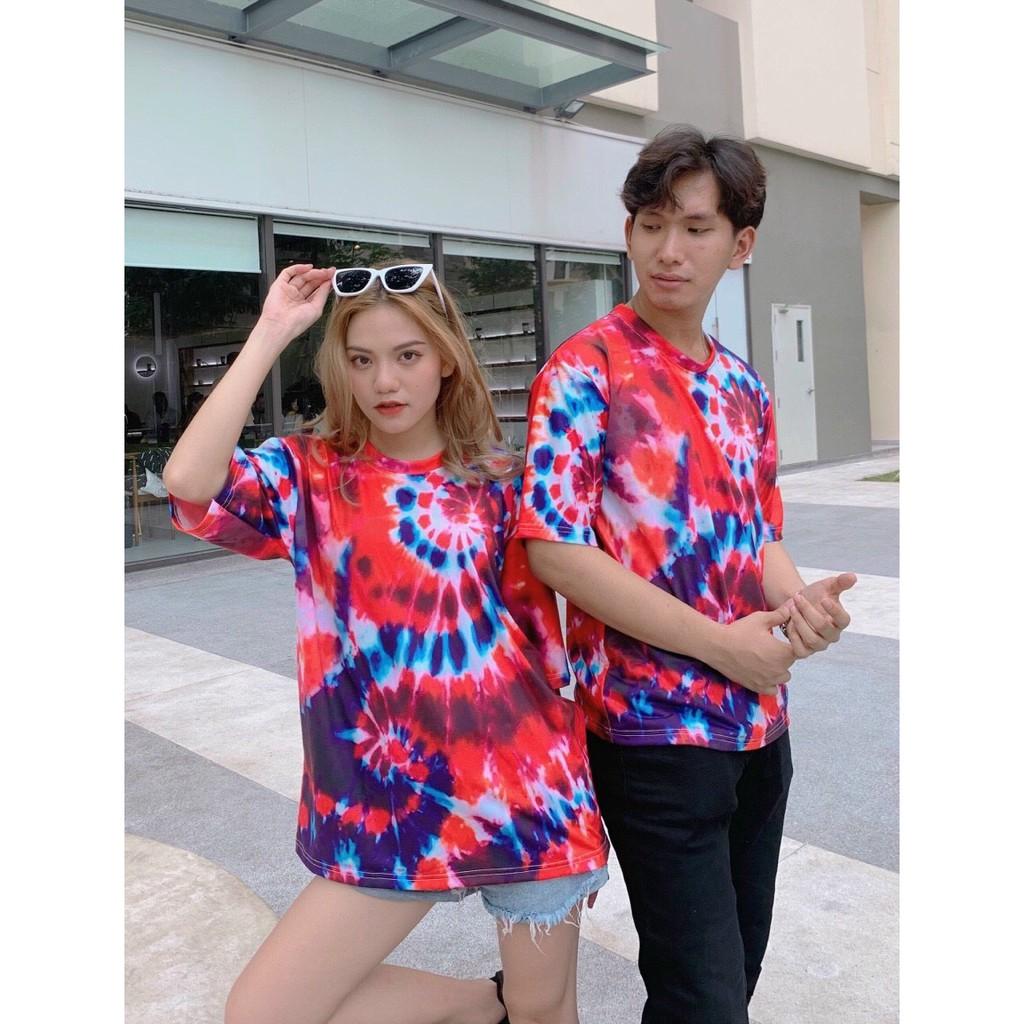 Áo thun unisex nam nữ loang màu tay lỡ tie dye form rộng