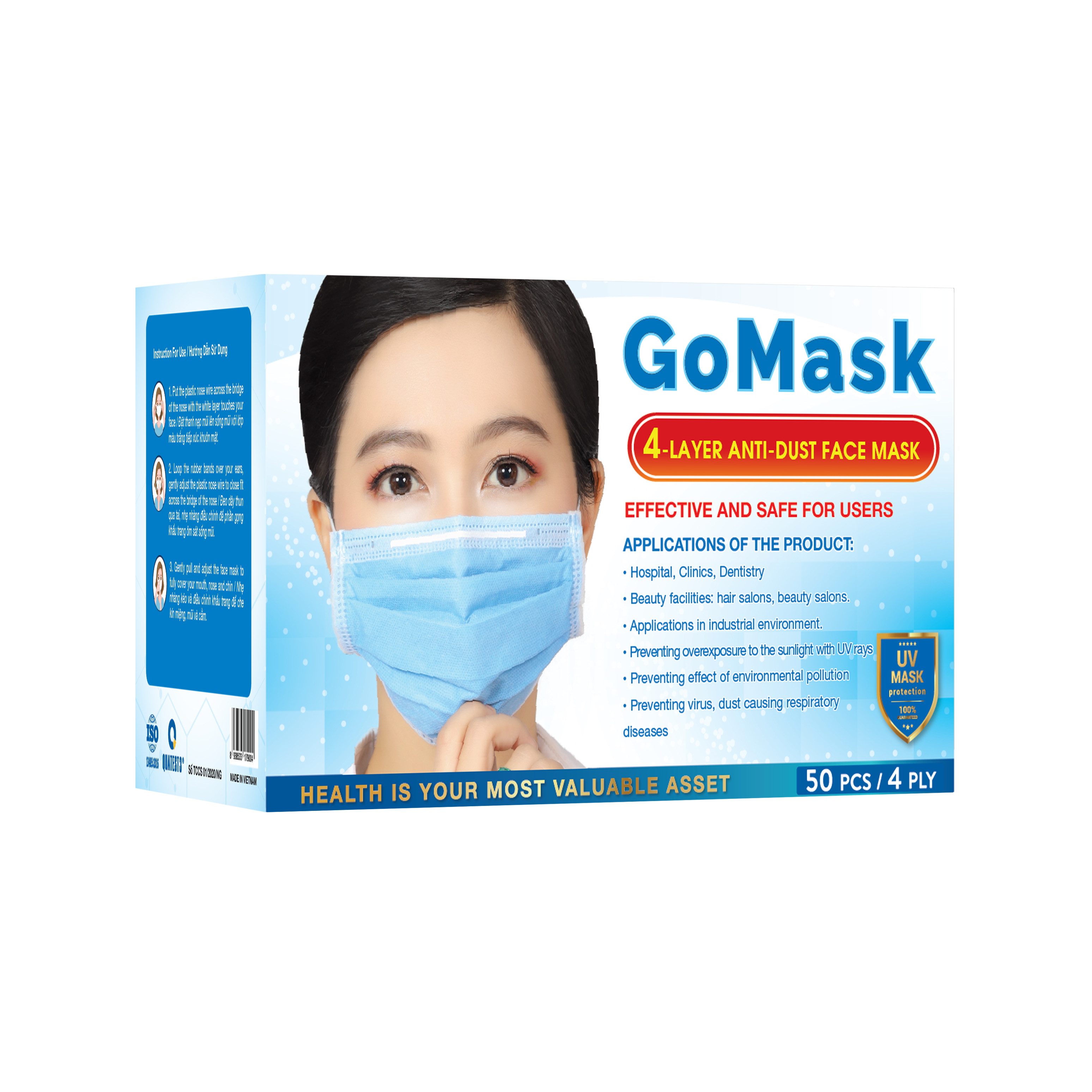 Khẩu trang 4 lớp chống bụi bẩn GoMask