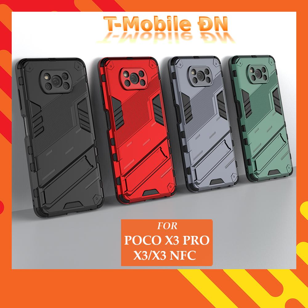 Ốp lưng cho Xiaomi Poco X3 Pro X3 NFC chống sốc Iron Man PUNK cao cấp kèm giá đỡ