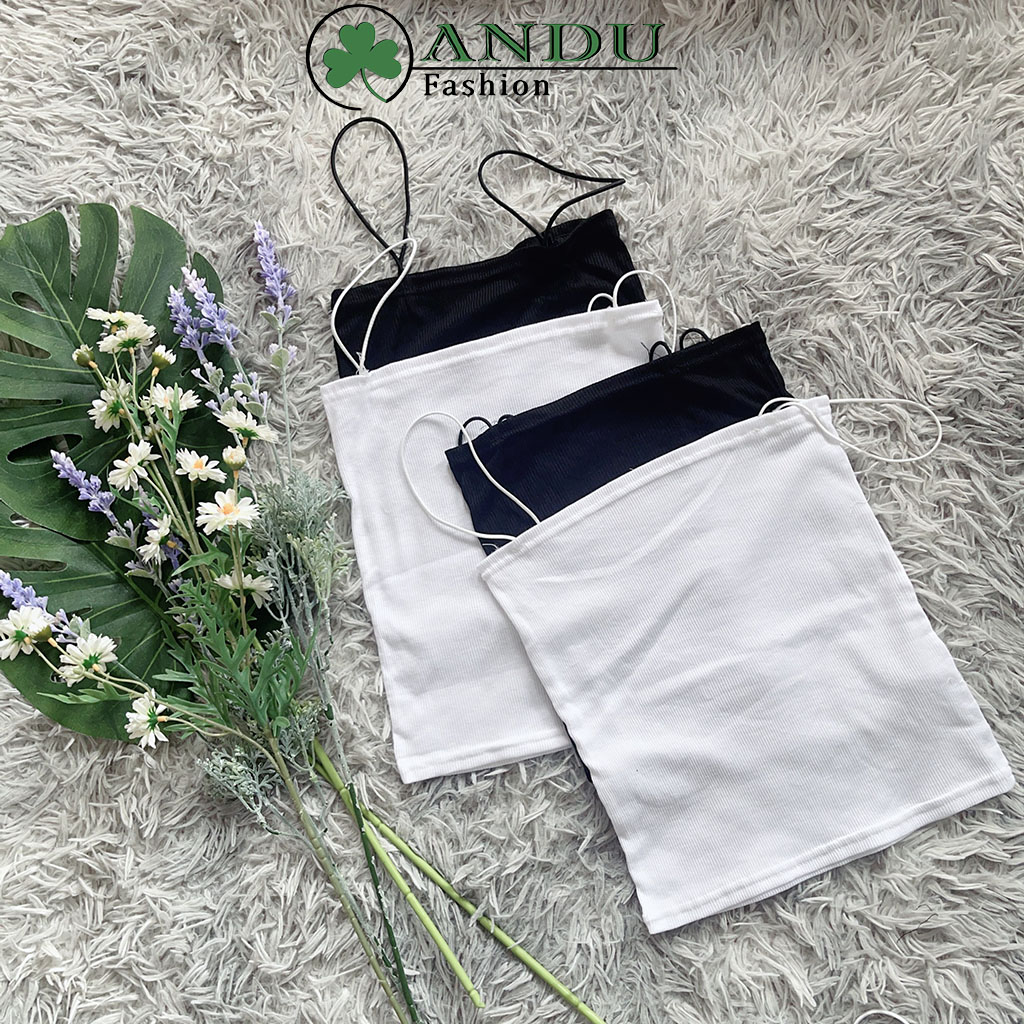 Áo hai dây, áo crop, áo dây mặc ngủ, áo 2 dây thun croptop ôm sợi bún TTS, Áo 2 dây sợi bún thun gân đẹp 100% cotton đen trắng , áo croptop ôm mặc trong siêu mát