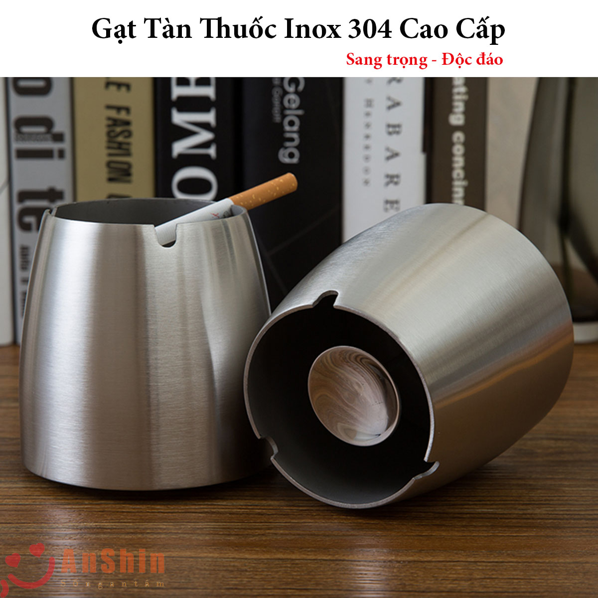 Gạt tàn Inox 304 khử mùi, chống gió