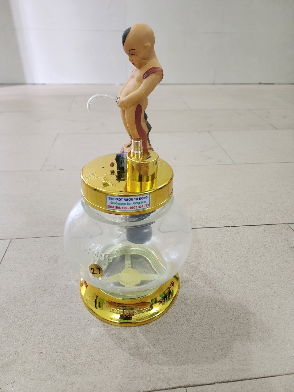 Bình Rót Ruou Điện Tử Chú Tiểu Thủy Tinh cao cấp 2.7 lít Tiểu Đồng Tử