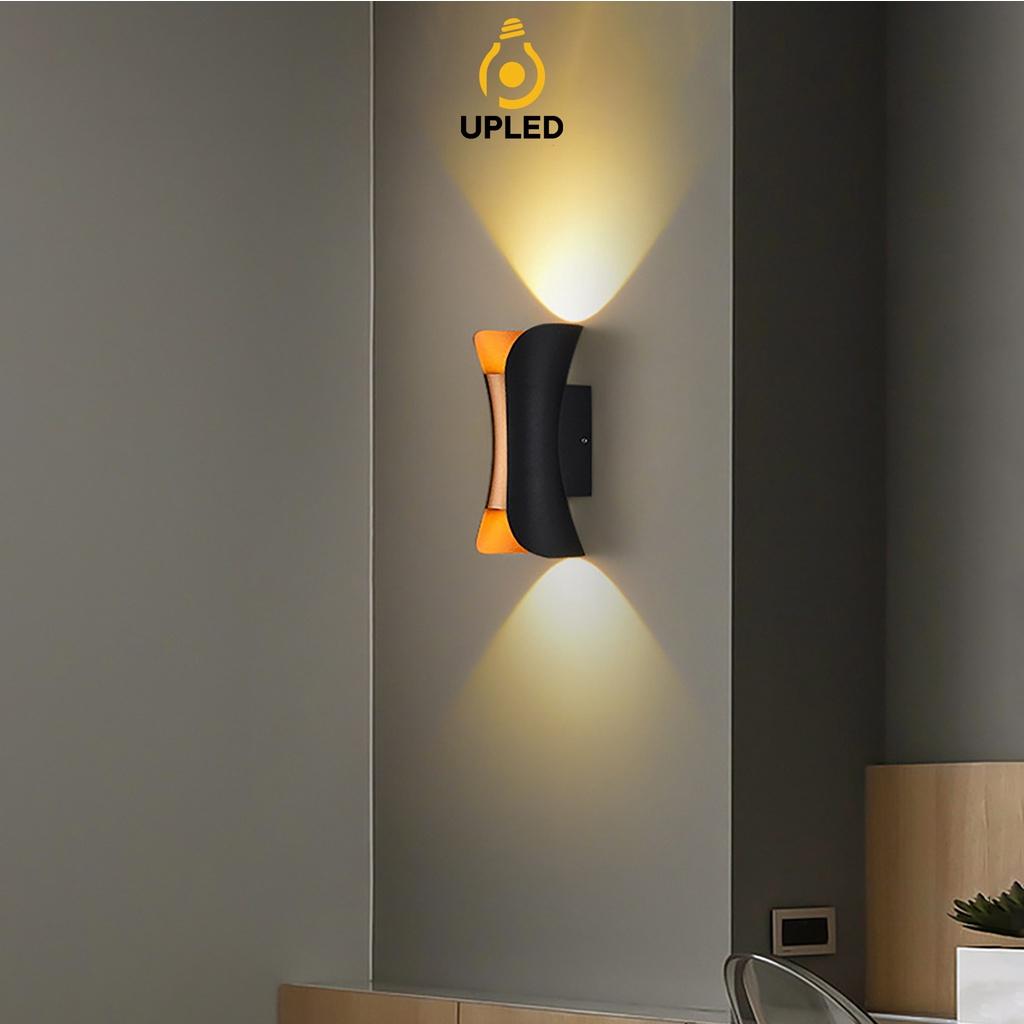 Đèn tường hắt sáng 2 đầu ngoài trời UPLED chóa vàng hợp kim nhôm sơn tĩnh điện chống nước