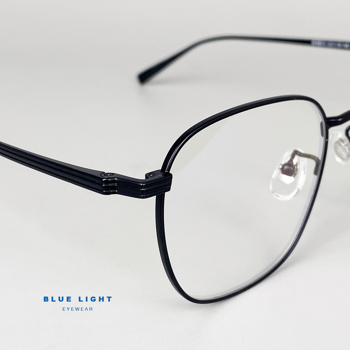 Gọng Kính Cận, Kính Giả Cận Nam Nữ TITANIUM Cao Cấp Siêu Nhẹ, Mắt Vuông To Dày Bản, Full Đen Bạc - BLUE LIGHT