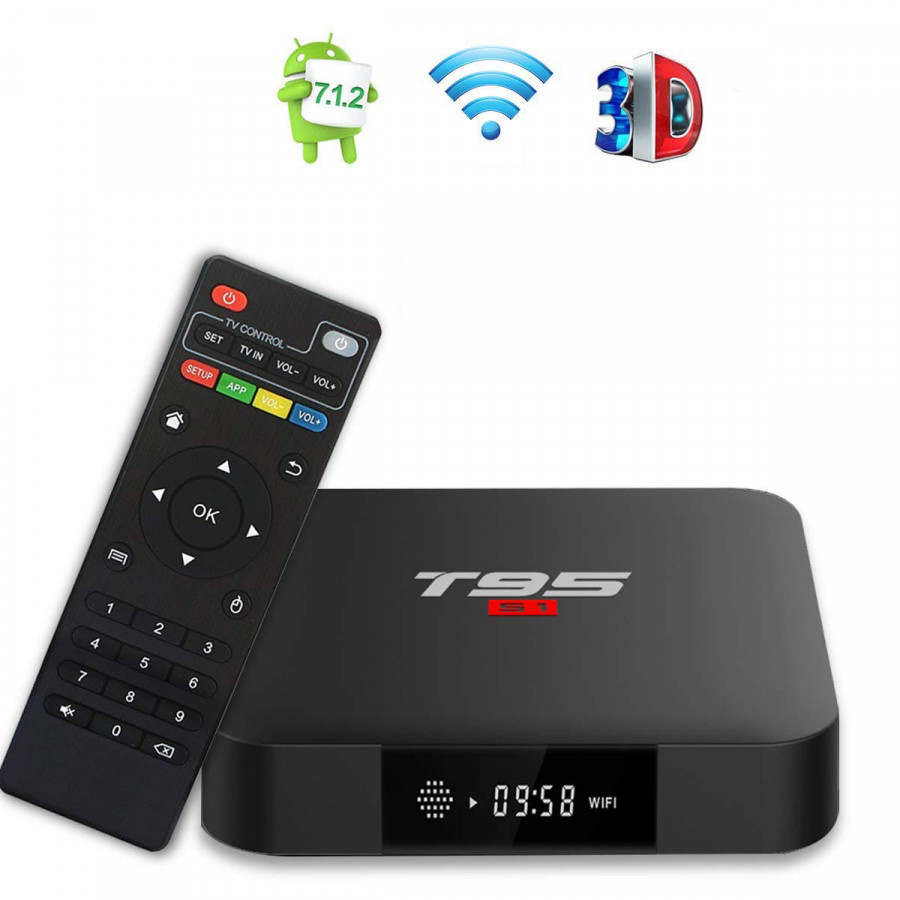 Thiết bị android tivi box T95 s1 2G Ram 16G Rom cài sẵn các ứng dụng giải trí