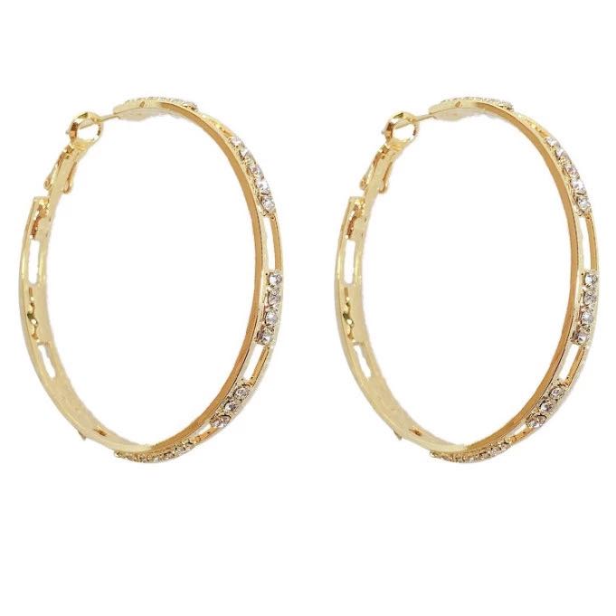 Earrings nữ đeo tai dáng vòng tròn to kim loại