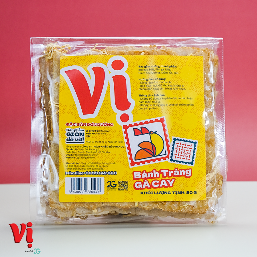 Bánh Tráng Gà Cay Vị - Túi Mini 80g