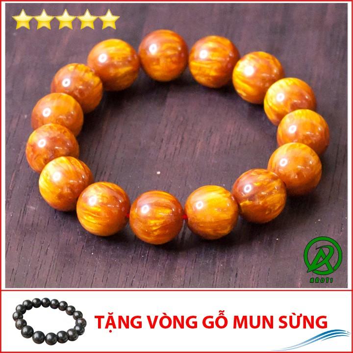 Vòng phong thủy gỗ hải liễu 12 ly - Hợp mệnh Kim - Thủy - Mộc V204-12- Kèm Vòng tay Phong Thủy Gỗ Mun