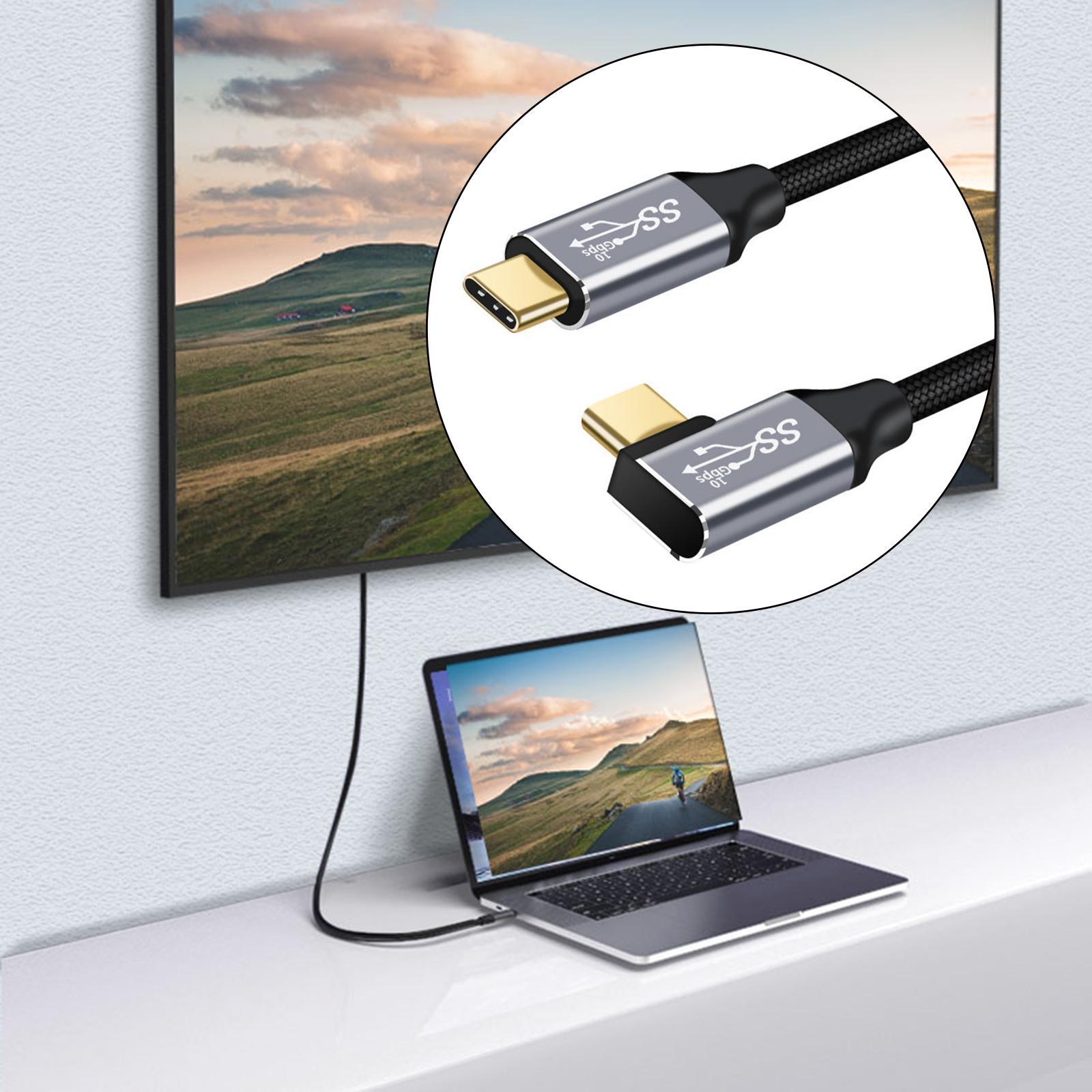 USB C Extension Cable 90 Degree Angled 100W USB 3.1 for Laptops Computer