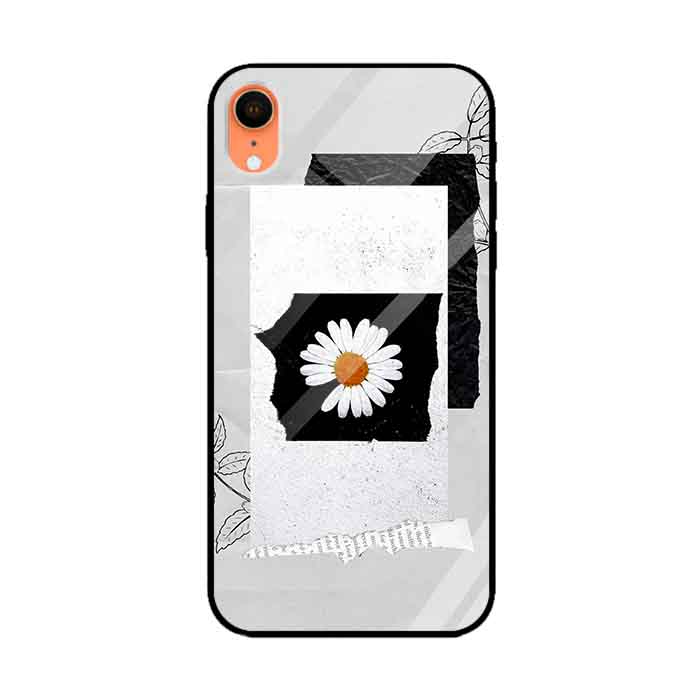 Ốp lưng kính cường lực cho iPhone Xr Nền Hoa Cúc Nền Giấy - Hàng Chính Hãng