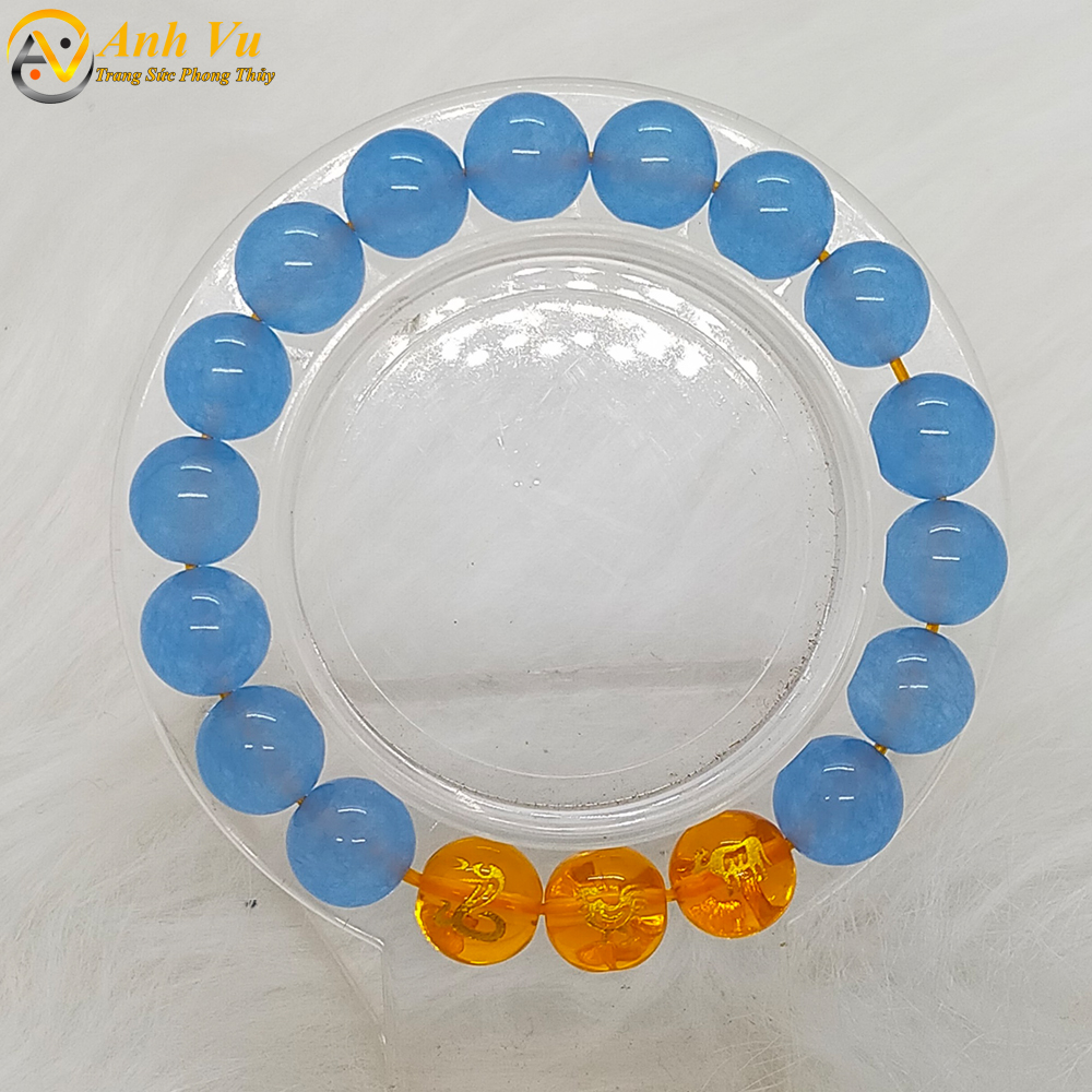 Vòng tam hợp tỵ dậu sửu chất liệu đá mã não tự nhiên - Vòng tay phong thủy cho nữ mệnh thủy - May mắn tài lộc bình an