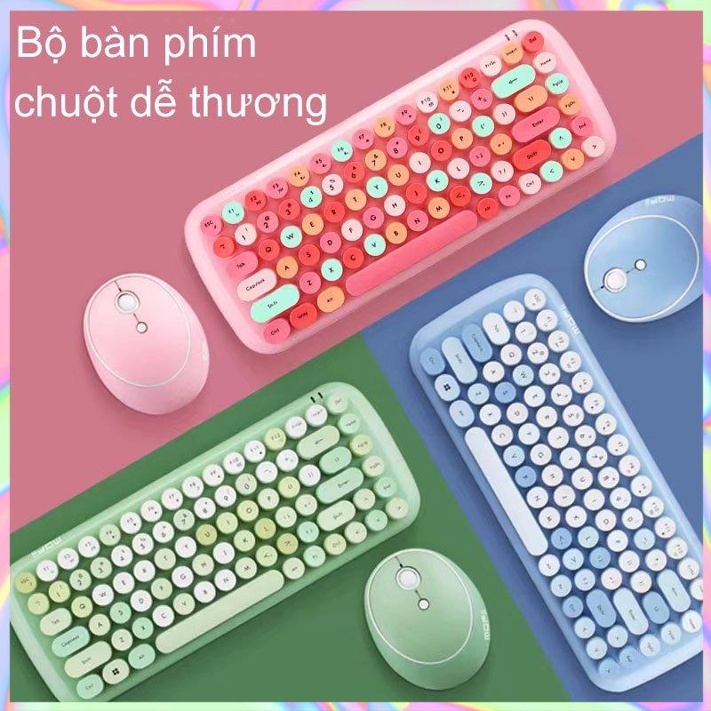 Bộ Bàn Phím Và Chuột Không Dây Candy 84 PhímTặng Pin, StickerTiết Kiệm Không Gian, Màu Sắc CUTE Hàng Chính Hãng